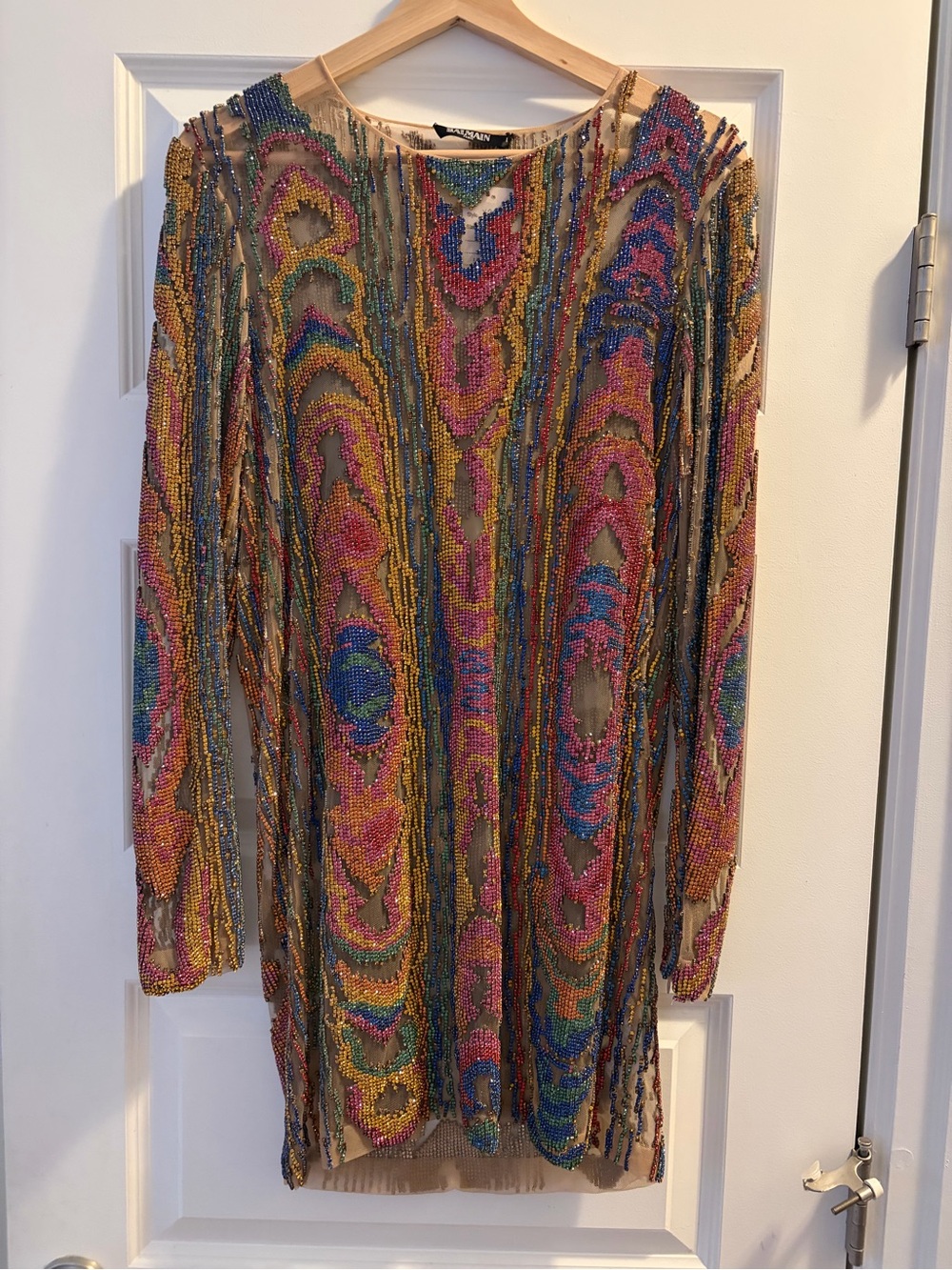Balmain Multicolor Rhinestone Evening Dress